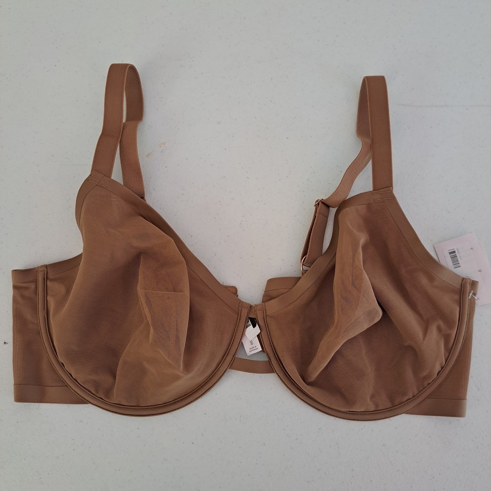Auden Unlined Mesh Bra Womens 44DD Brown NEW Demi‎ Comfort Wire 1087-200-B45
